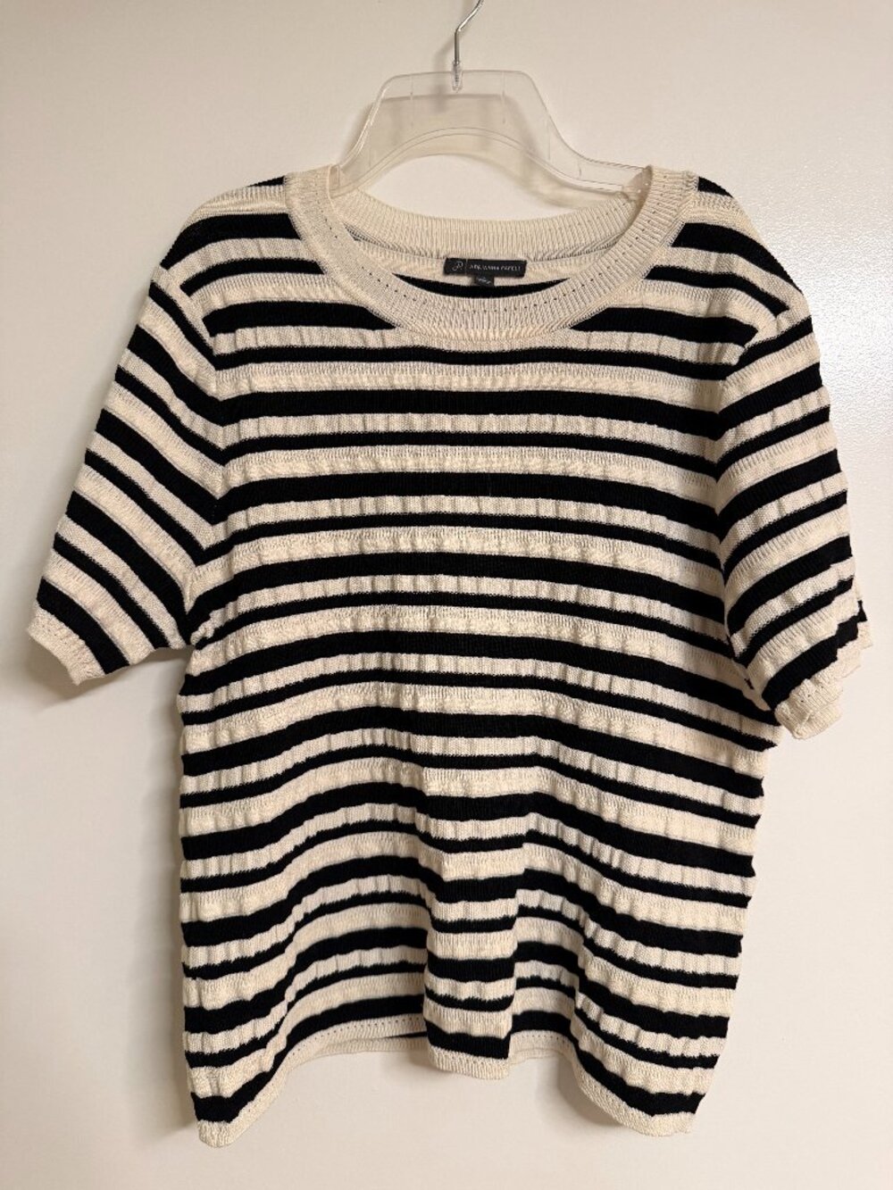Knit/Textured Striped Short-Sleeve Shirt - Large